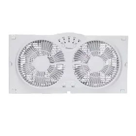 Visionair 313056252225 9 Inch Reversable Twin Window Fan With Thermostat White