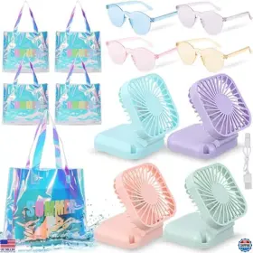 Wa-hortsun-1814 Visit The Hortsun Store 12-piece Summer Party Favor Set 4 Necklace Fans Holographic Bags &