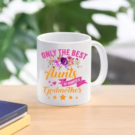 1159469 Vornado Funny Coffee Mug - Only The Best Aunts Get Promoted To Godmother Tea Cup For Chr #2