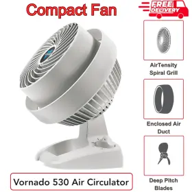 Cr1-0073-25 Vornado Compact Air Circulator Fan 3 Speeds Adjustable Tilt Whole Room Cooling White