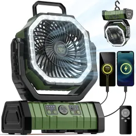 Vosfeel 972988555411 Camping Fan - 20000mah Battery Powered Rechargeable With Led Lantern Po