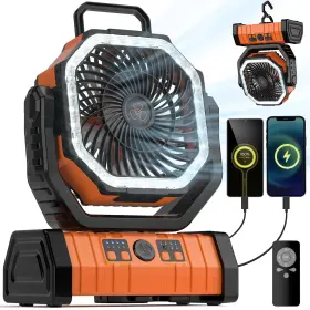 B0csmtv23h Vosfeel 20000mah Camping Fan With Led Lantern Remote 4-speed Portable Recharge