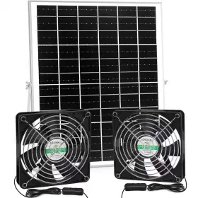 Vrbgify 744110043297 5.5 Inch Solar Fan Kit With 25w Panel And 2 Waterproof Fans For Outdoor Use