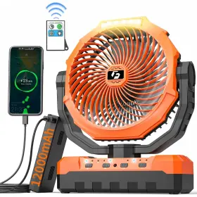 Wavmill 803173554215 12000mah Camping Fan - 9-inch Detachable Rechargeable Battery Operated Wi