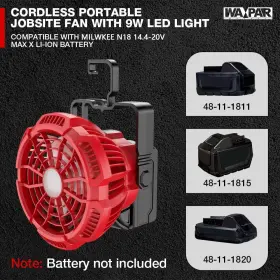 Mwq-fc-103 Waxpar Camping Fan For Milwaukee Cordless Jobsite Usb Tent With Led #2