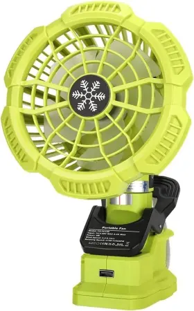 Yd-l-fc109 Waxpar Clip Fan Compatible With Ryobi 18v Battery 3 In 1 Medium Green