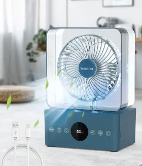 Wesapor 762716243811 Portable Air Conditioners Cooling Fan With 3600mah Battery Quiet 3 Spee