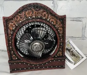 94323 Western Moments Leatherwork Design Usb Personal Desktop Fan With Cable