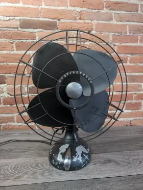 1137195 Westinghouse Vtg 16 Inch Oscillating Fan 4 Blade 3 Speed Tested Runs Great