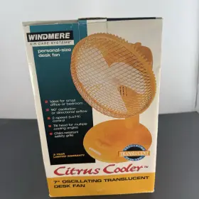 Tc-70 Windmere Vintage Retro Orange 7 Inch Citrus Cooler Desk Dorm Fan Translucent 2-speed