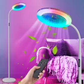 Fl-yl168-01 Witkey Floor Fan With Rgb Lights And Remote 3 Speeds Standing Lamps Butt