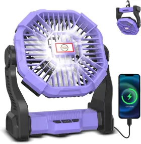 X23fan-us-pur Wivflow Portable Camping Fan With Led Light 20000mah Rechargeable Medium Purple