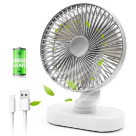 Wixboshu 768434059840 Small Oscillating Fan For Bedroom 4000mah Battery Powered Rechargeable