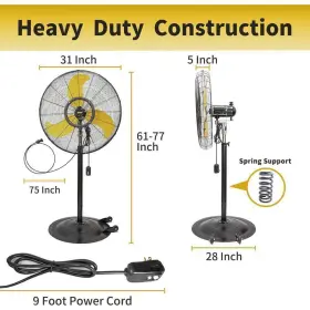 Scfs25 Wock Oscillating Pedestal Fan 30 Inch 3-speeds Indoor/outdoor High Velocity Yellow #2