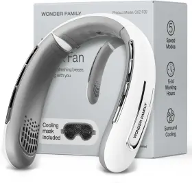 Gxz-f39 Wonder Family Rechargeable Neck Fan Portable With 5 Speed Modes Extended 1 Pack White