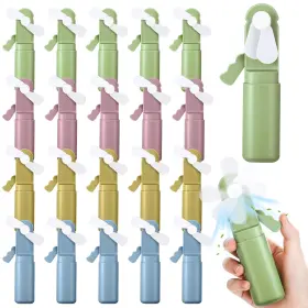 Min-wonderjune-2402 Wonderjune 24 Pcs Mini Hand Press Fan Bulk Small Portable Cute Plastic Handheld Manu