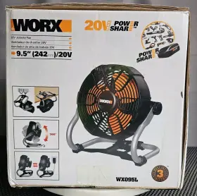 Wx095l Worx - Nitro 20v Power Share Cordless 9 Inch Work Fan With Battery And Charger #2