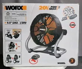 Wx095l Worx - Nitro 20v Power Share Cordless 9 Inch Work Fan With Battery And Charger