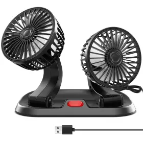 Cf-01 Wowok Usb Adjustable Dual Head Car Fan Portable Vehicle Cooling With 2 Spe