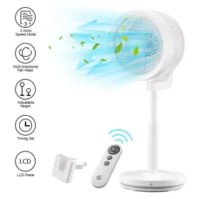 X-06-fan-0001-003 Xcceries Adjustable Air Circulator Pedestal Fan Remote Cooling Bedroom Home White