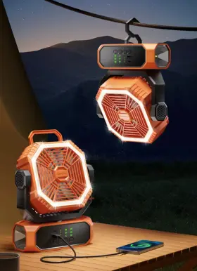 Fs-7a Xeamun Lot Of 2 - 20000mah Rechargeable Portable Camping Fans With Power Bank/light New
