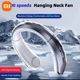 43230182555 Xiaomi Portable Mini Neck Fan Digital Display Power Leafless Strap