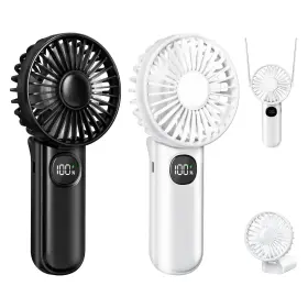 Xigmer 860014261398 Portable Fan Handheld Fans 2-pack 180 Foldable Mini Black White