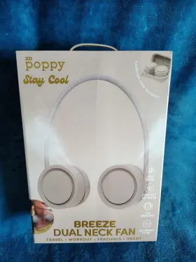 Xo Poppy 840388329818 Stay Cool Breeze Dual Personal Neck Fan With Carry Case New