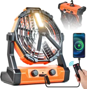 F906-v1 Yesiwtc Camping Fan Ventilador Recargable 20000mah Battery Operated With 1 Orange