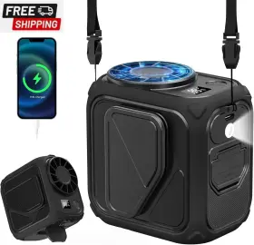 W01-bla Yestono Portable Waist Fan Rechargeable 10000mah Mini Neck With Ai Chip 5 Speeds Str