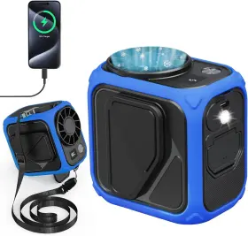 Jf004 Yiskde Portable Waist Fan Rechargeable 10000mah 5 Speeds 13000rpm Small Blue