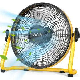 Yuema 753848841198 Battery Operated Floor Fan Rechargeable Powered Cordless High Velocity Metal