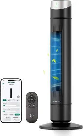 Zafro 850037335619 Smart Tower Fan For Bedroom 120 Oscillating 28ft/s High-speed
