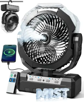 Fa-gy06 Zeqon 460ml Large Tank Portable Misting Fan 24000mah Rechargeable X Black