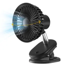 Bp35 Zestaline Mini Rechargeable Clip On Usb Fan Oscillating For Bed 5000mah Battery Operate