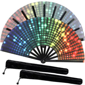 Fan2-5 Zoyvux Large Folding Handheld Dance Fans 2 Pcs Disco Clack Sound