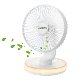 Wm-851 Zuikemx Portable Desk Fan With Circular Led Lights 4 Speed Settings 90 Adjustable Head T