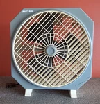 Vintage Patton Box Fan CA1284B Blue Cream Rotating Grill 3 Speed Usa. Fixed Price $59.99.