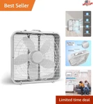 Versatile 20-INCH Box Fan With Safety Grill & High Airflow Perfect For Rooms. Fixed Price $53.00.
