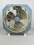 Vintage Patton CA-1284B 3 Speed Box Fan W/ Adjustable Spinning Grill Blue Cream. Fixed Price $99.99.