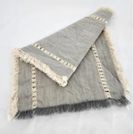 Better Homes & Garden Cotton Table Runner 70X15 Gray Ivory Check Fringe Boho. Fixed Price $14.99.