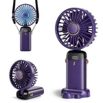 Aucoofany Portable Handheld Fan, 12 Hours, 1.37"D X 3.54"W 7.28"H, Purple. Fixed Price $17.00.