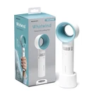 Merkury Innovations Mini Bladeless Cooling Fan For Travel, Rechargeable, Blue. Fixed Price $14.99.