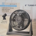 Lifesmart BFT-8A 8IN Turbo Table/desk Fan Black 3-SPEED Adjustable Tilt. Fixed Price $47.17.