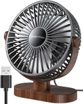 Sweetfull 6.5 Inch Usb Small Desk Fan, 3 Speeds Quiet Black Wood Grain. Fixed Price $21.82.
