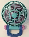 Vintage 90S Holmes Desk Bedroom Fan Aqua Purple Blue Tilt 2 Speeds Retro Tested. Fixed Price $30.00.