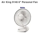 Air King 9146 Table/desk Fan, 6" Adjustable Tilt, White, Electric, Rotary Knob. Fixed Price $28.00.