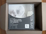 Hampton Bay 16" Oscillating Wall Mount Fan With Remote Control White 1005832966. Fixed Price $29.95.
