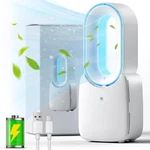 Misby Rechargeable Desk Fan, 5-COLOR Light Bladeless Table Small, White. Fixed Price $50.86.