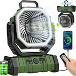 Portable Rechargeable Fan 20000MAH Camping With Led Light Remote 4 Speeds. Fixed Price $32.99.